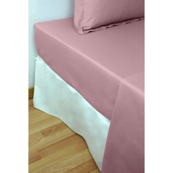Sábana bajera algodón 144 hilos rosa palo cama 150 cm